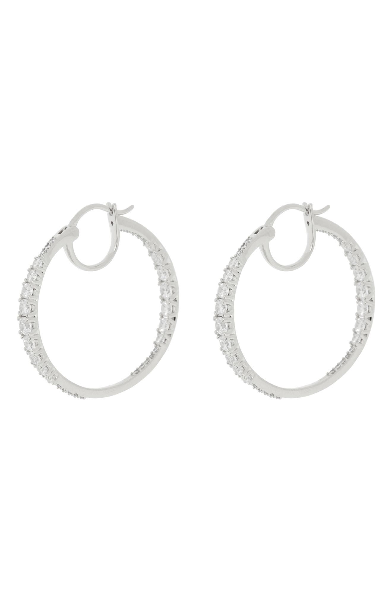 Nadri Liz Cubic Zirconia Inside Out Hoop Earrings