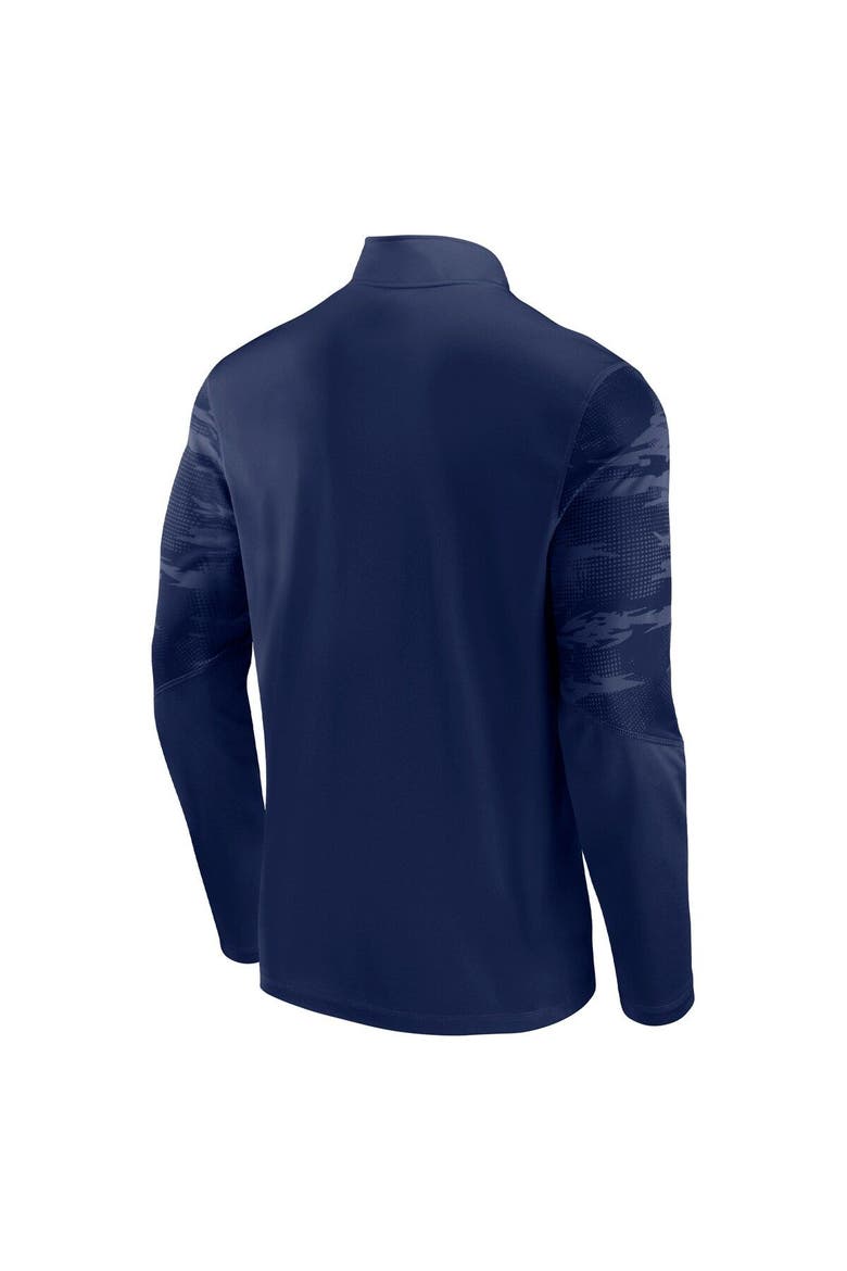 Men's Fanatics Branded Navy Cal Bears Ringer Quarter-Zip Top, Alternate, color, Navy
