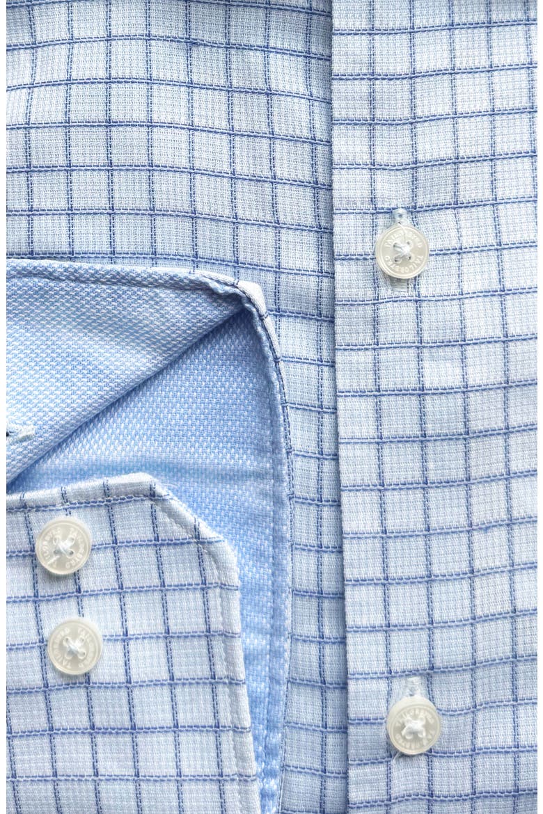 Trim Fit Dobby Check Non-Iron Stretch Dress Shirt, Alternate, color, BLUE