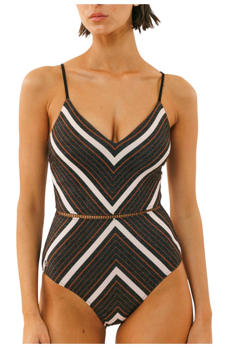 Arava One-piece Swimsuit, Alternate, color, Black Skin Lurex