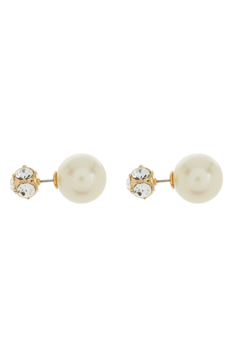 Kate Spade New York crystal ball & imitation pearl reversible stud earrings, Main, color, Multi