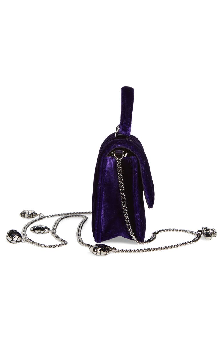 Tory Burch Kira Chevron Velvet Mini Top Handle Chain Wallet, Alternate, color,