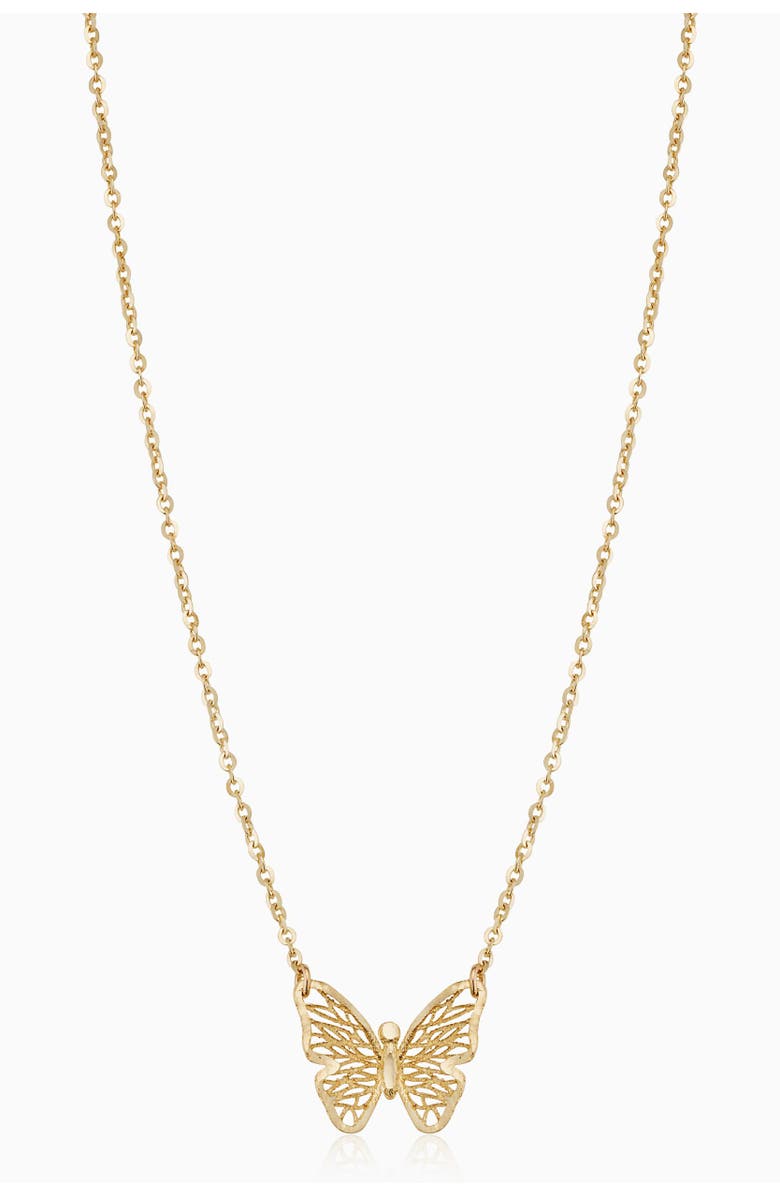 Oradina 14K Yellow Gold Social Butterfly Pendant Necklace, Main, color, Yellow Gold