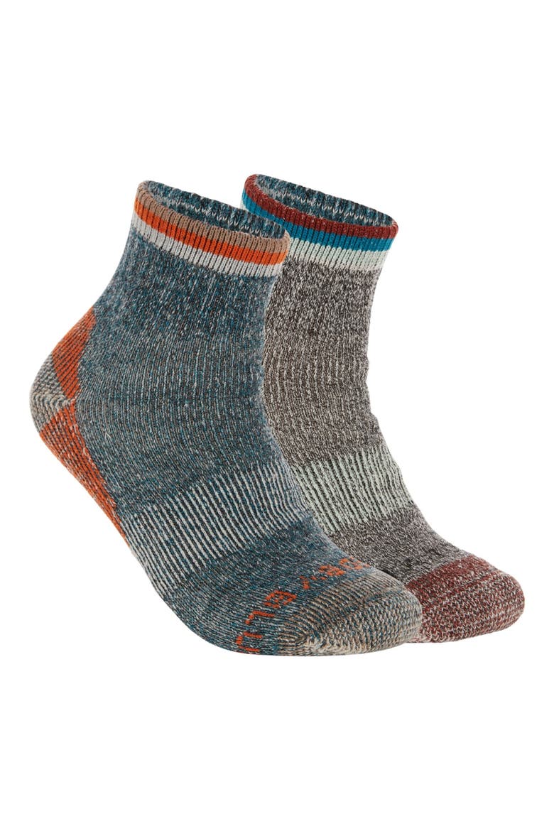 Assorted 2-Pack Wool & Cotton Blend Quarter Socks, Main, color, BLACK/ TEAL