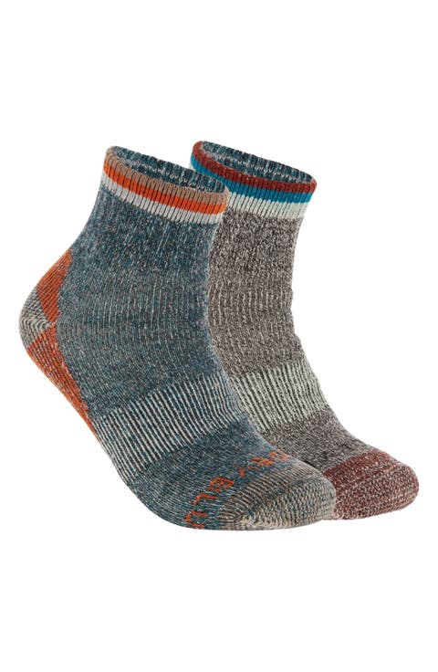 Assorted 2-Pack Wool & Cotton Blend Quarter Socks