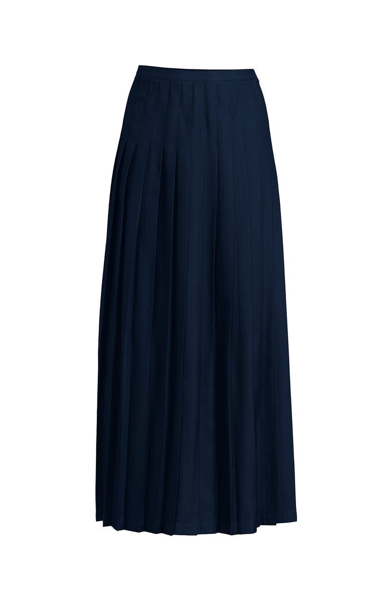 Lands' End Girls Solid Pleated Skirt Ankle Length, Alternate, color, Academic Classic Navy