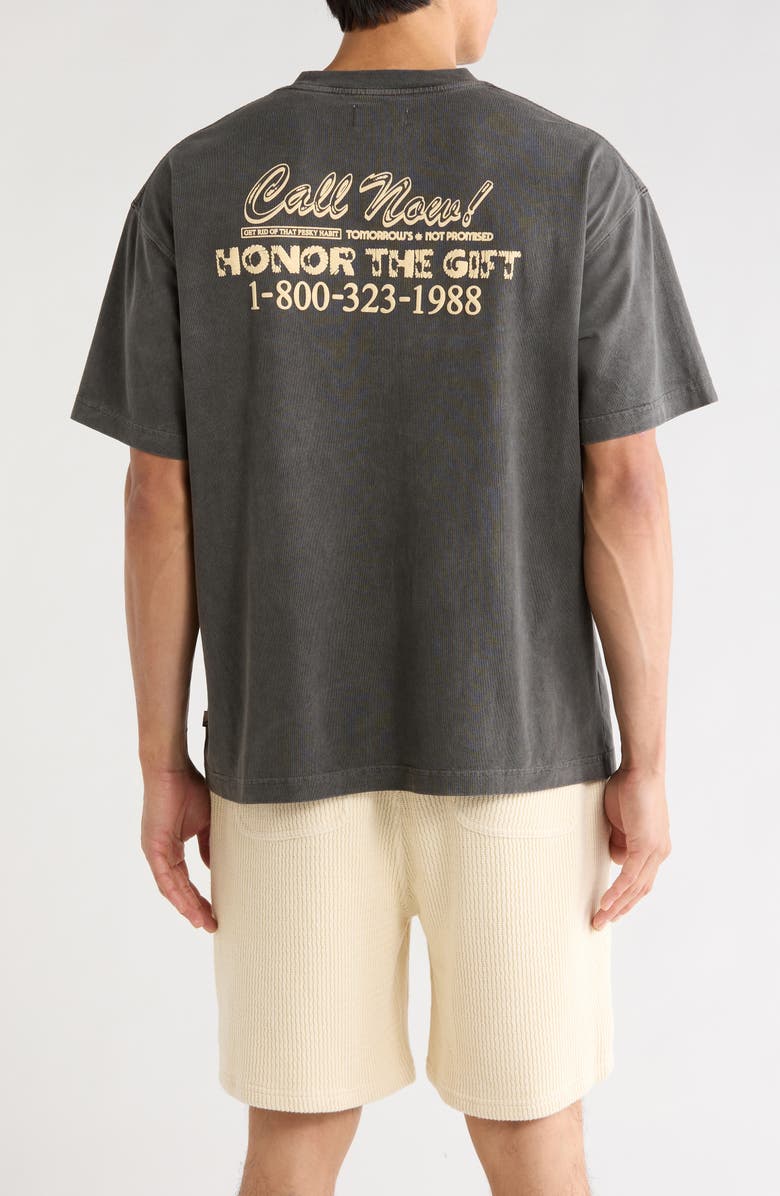 HONOR THE GIFT Procrastination Hotline Graphic Cotton T-Shirt, Alternate, color, Black
