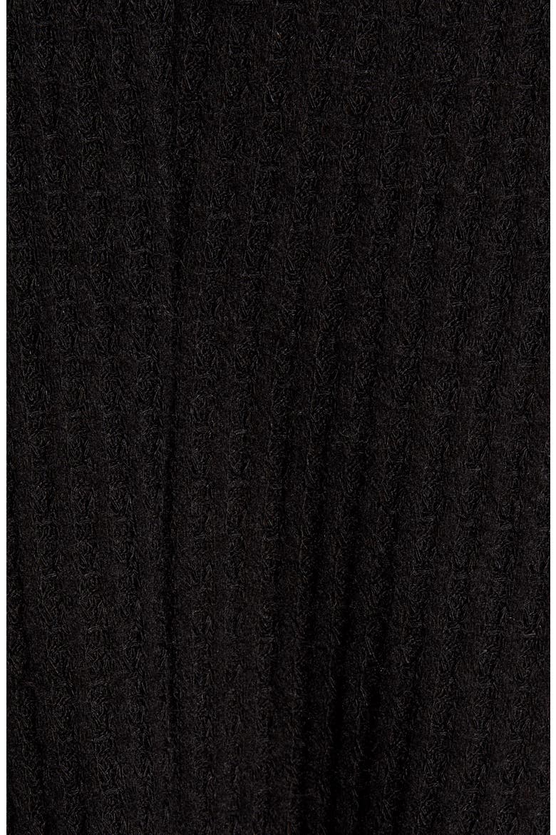 Cowl Neck Shark Bite Hem Waffle Knit Top, Alternate, color, BLACK