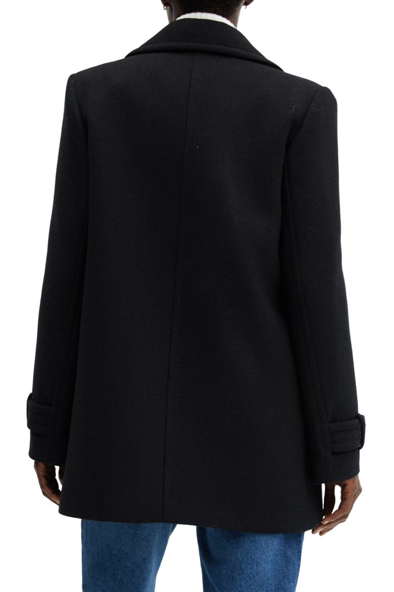 Double Breasted Coat, Alternate, color, BLACK