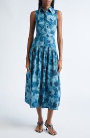 Michael Kors Collection Floral Ikat Print Midi Shirtdress