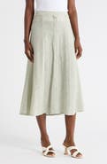 MAX STUDIO Stripe Button Front Maxi Skirt