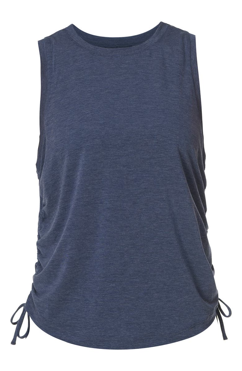 Sweaty Betty Soft Flow Studio Ruched Tank, Alternate, color, Navy Blue