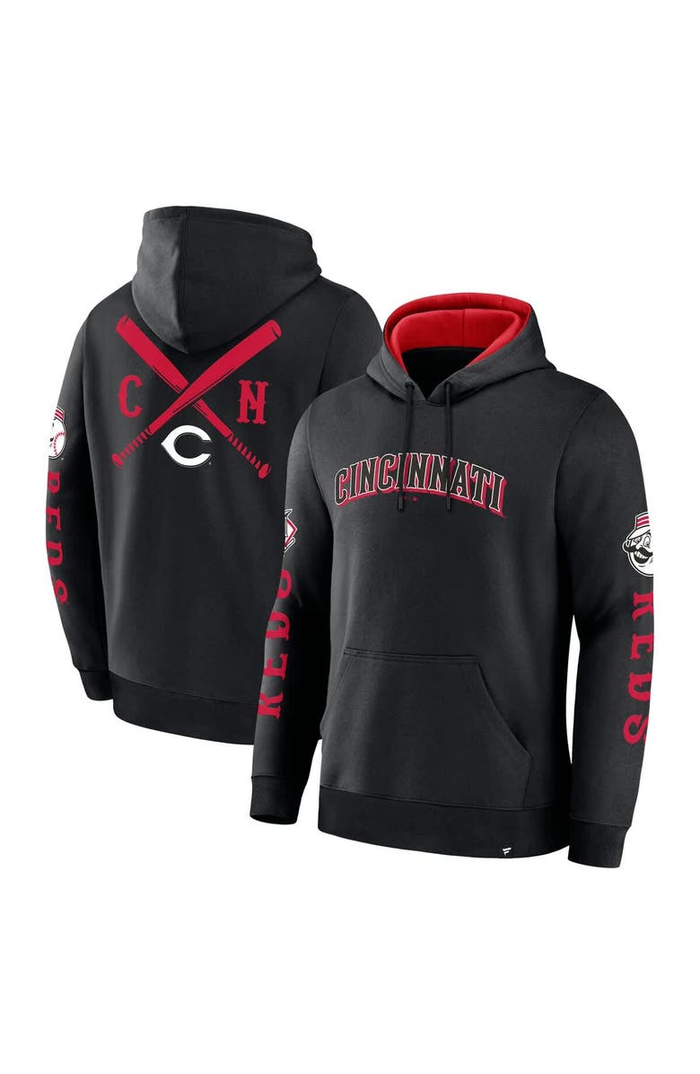 FANATICS Men's Fanatics  Black Cincinnati Reds Big City Legacy Fleece Pullover Hoodie, Main, color, 
