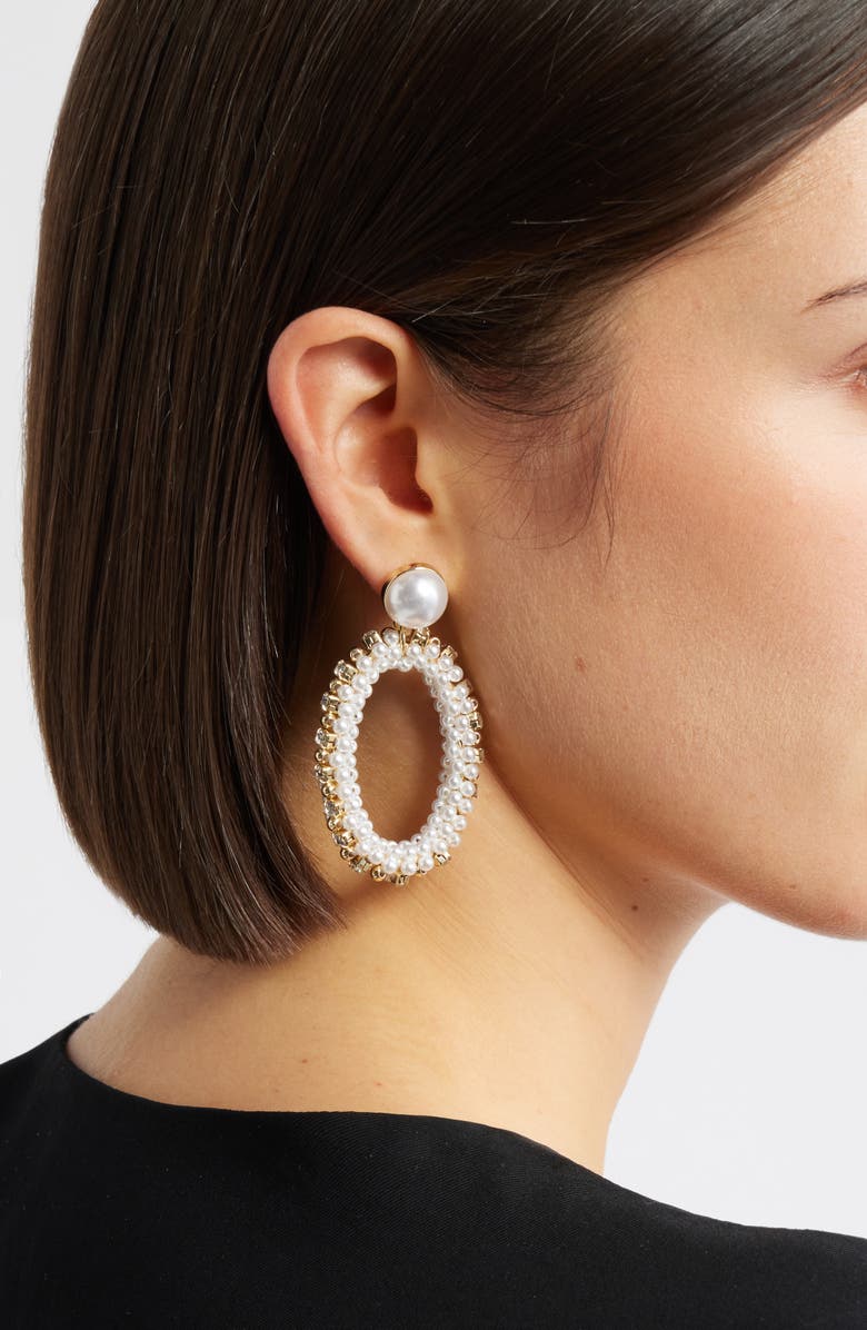 Nordstrom Faux Pearl & Rhinestone Drop Earrings, Alternate, color, White- Clear- Gold