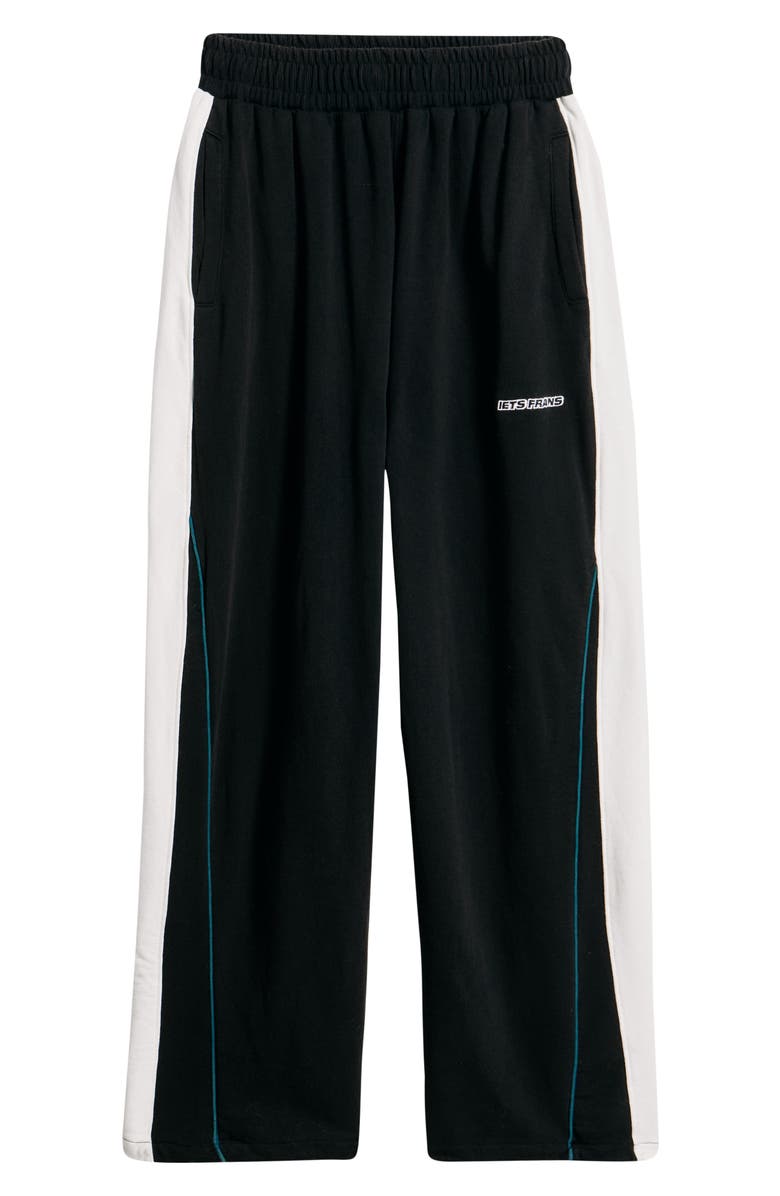 Iets Frans Harri Paneled Baggy Cotton Fleece Sweatpants, Alternate, color, Black
