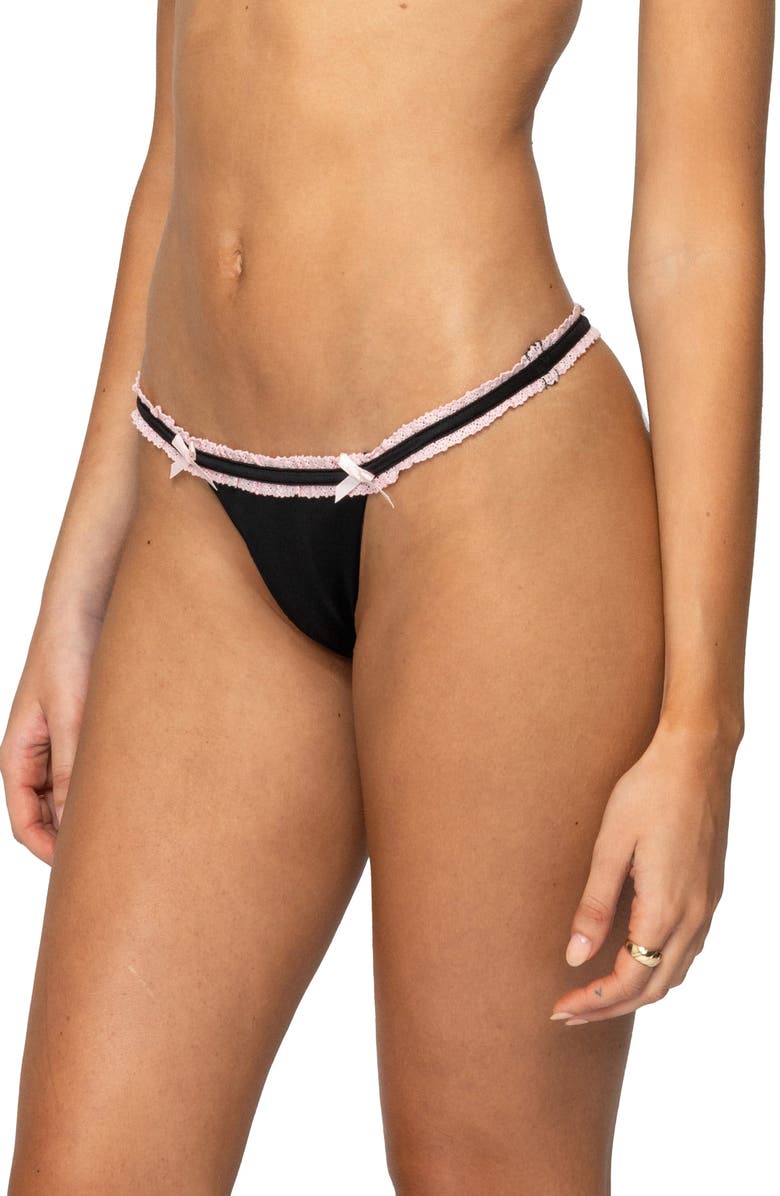 EDIKTED Mandy Bikini Bottoms, Alternate, color, Black