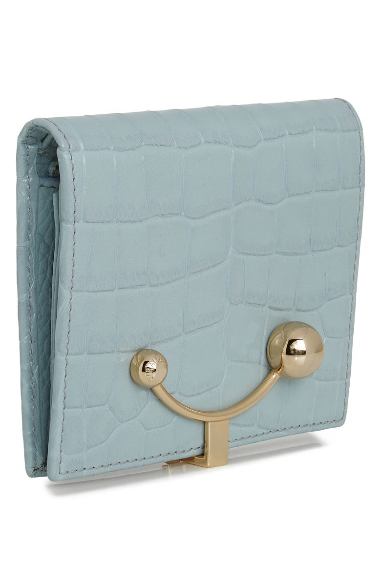 Strathberry Crescent Croc Embossed Leather Bifold Wallet, Alternate, color,