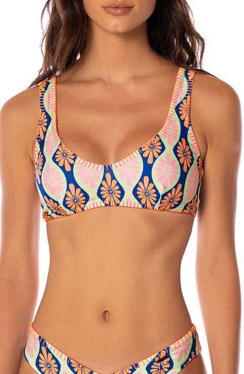 Stamped Blooms Sunquest Reversible Bikini Top