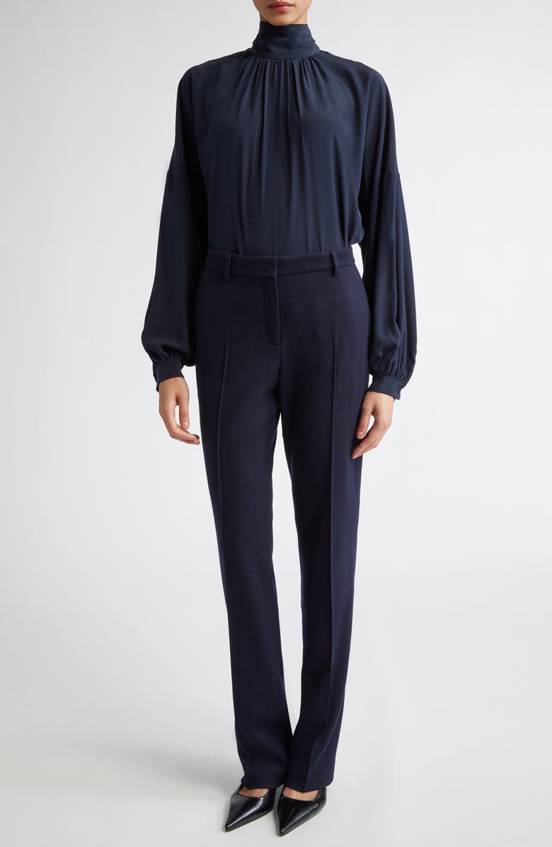 Akris punto Mock Neck Silk Crêpe de Chine Shirt, Alternate, color, 