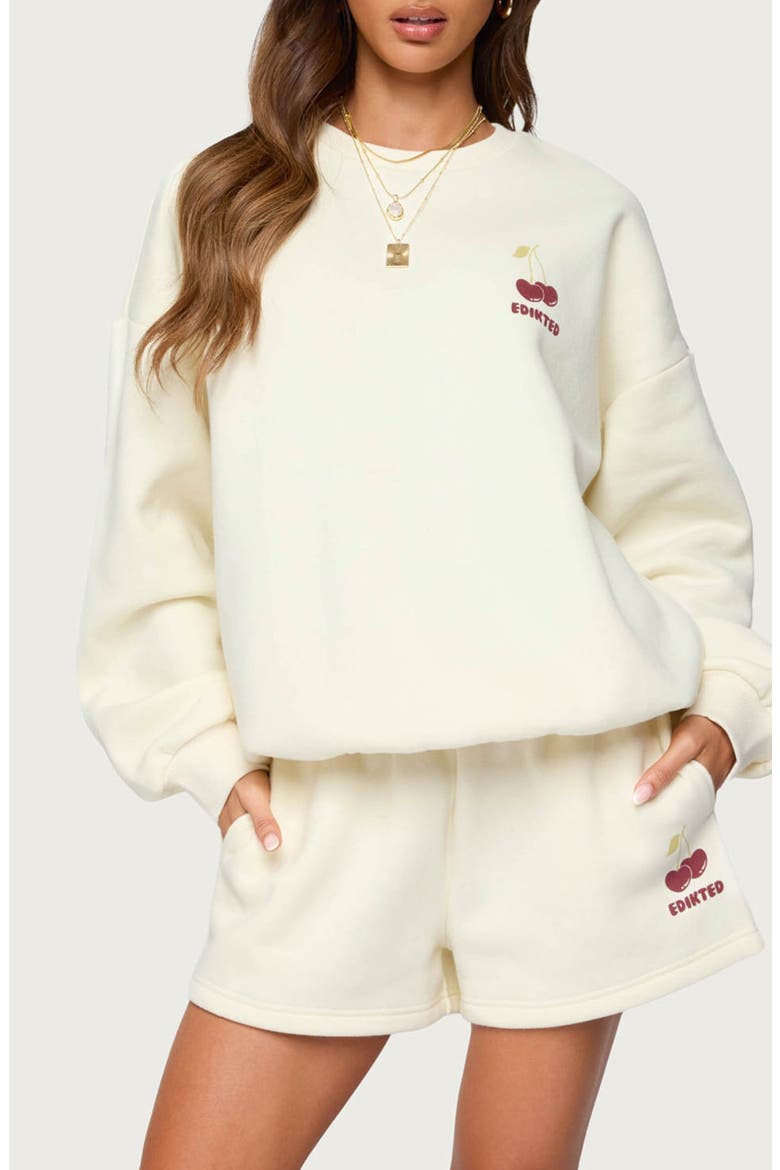 Cherry Babe Oversize Sweatshirt, Main, color, CREAM