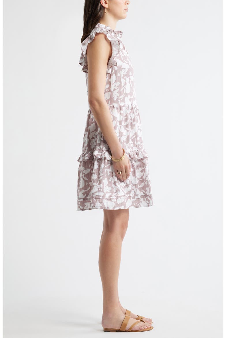 Floral Ruffle Gauze Dress, Alternate, color, PURPLE HERON SHADOWED TROPIC