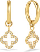 D.LOUISE Pavé Clover Huggie Hoop Earrings