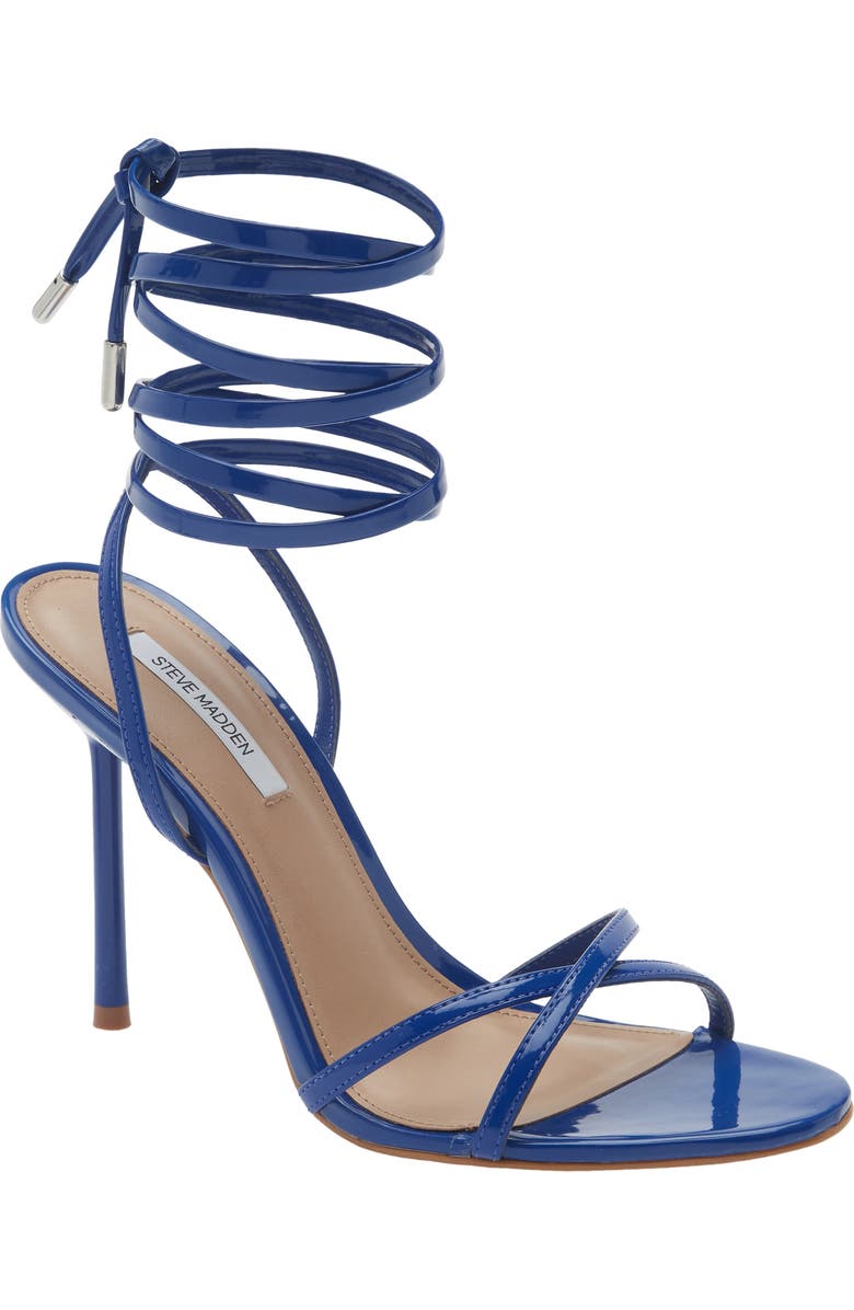 Steve Madden Neri Wrap Heeled Sandal, Main, color, Blue Patent
