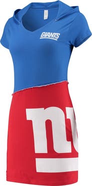 REFRIED APPAREL Women's Refried Apparel Royal/Red New York Giants Sustainable Hooded Mini Dress