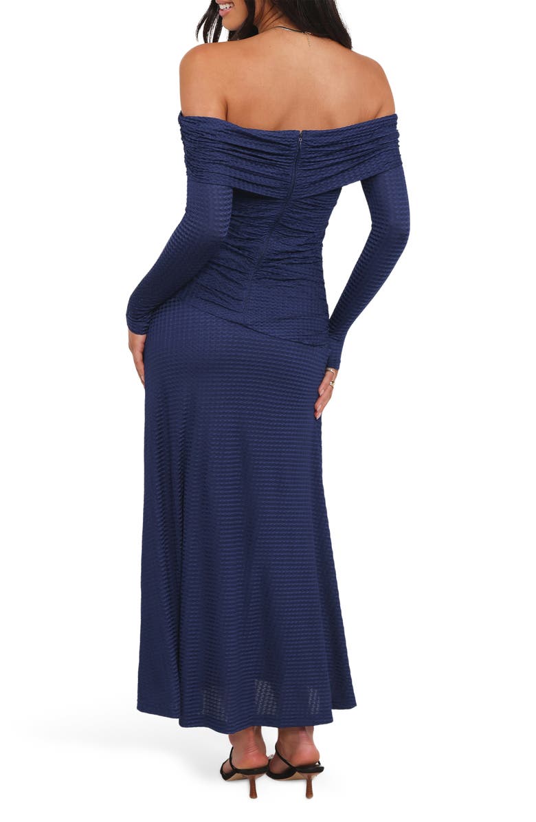 Petal & Pup Katiya Off the Shoulder Long Sleeve Dress, Alternate, color, Navy