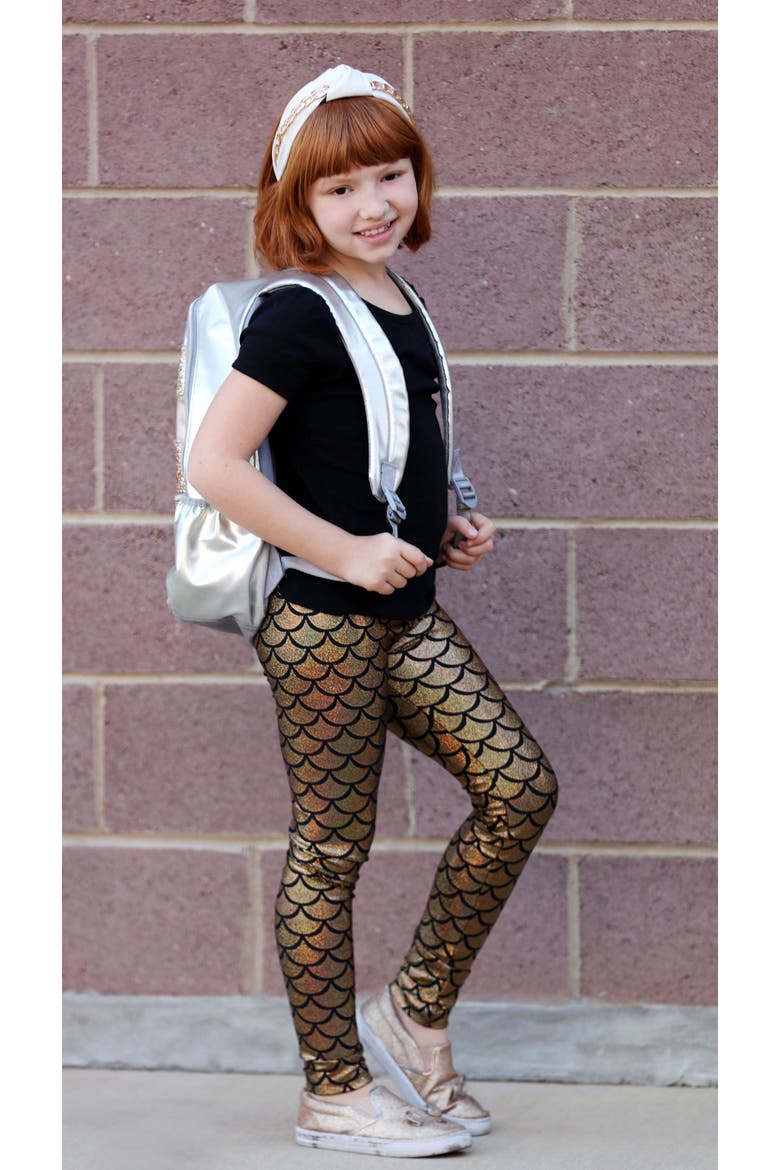 Girls Novelty Stretch Leggings, Alternate, color, Black Sparkly Shimmer