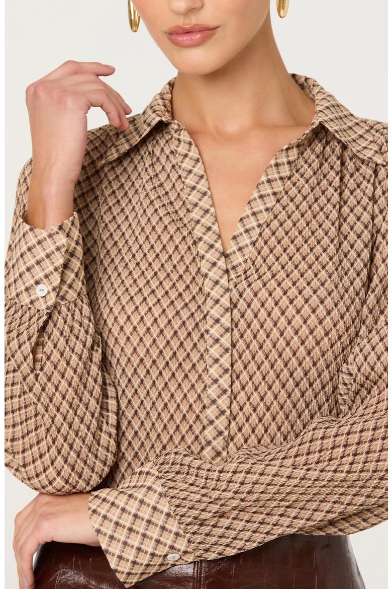 Laurel Button-Up Shirt, Alternate, color, BROWN PLAID