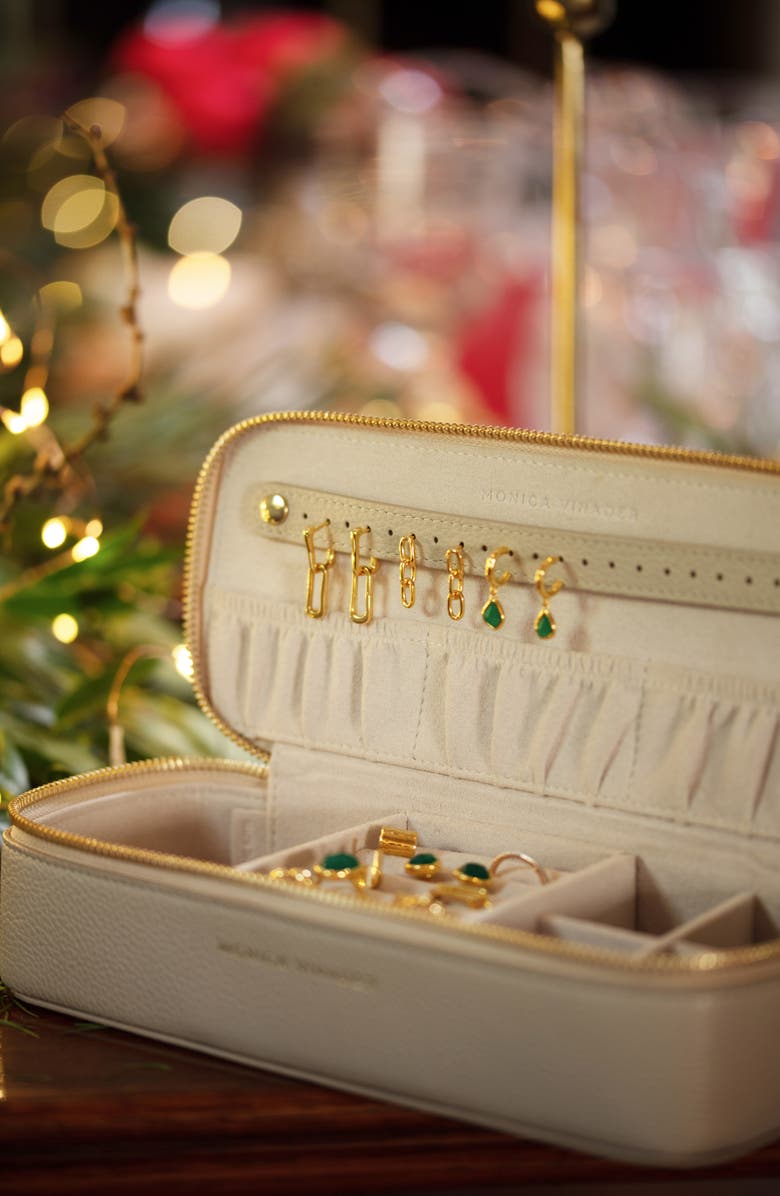 Monica Vinader Personalized Leather Jewelry Box, Alternate, color, Pebbeled Grey