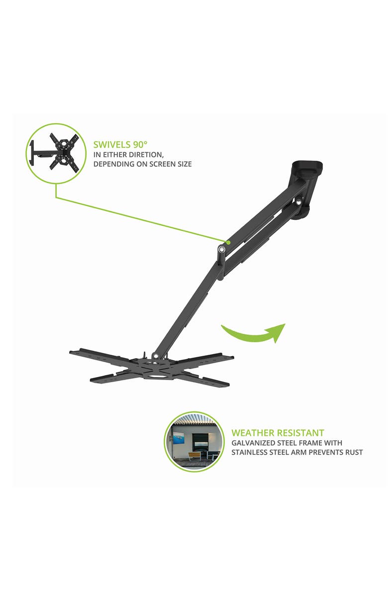 Kanto PS400SG Stainless Steel Full-Motion Single Stud Outdoor Mount for 30 to 70 Inch TVs, Alternate, color, Black