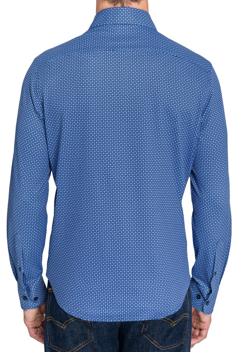 Medallion Geometric Slim Fit Pique Shirt, Alternate, color, NAVY/ PURPLE