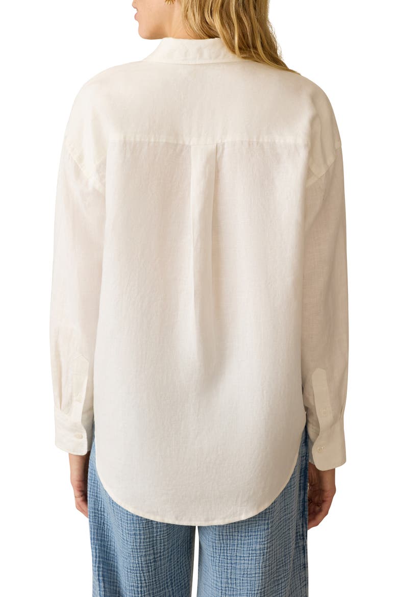 Laguna Linen Button-Up Shirt, Alternate, color, WHITE