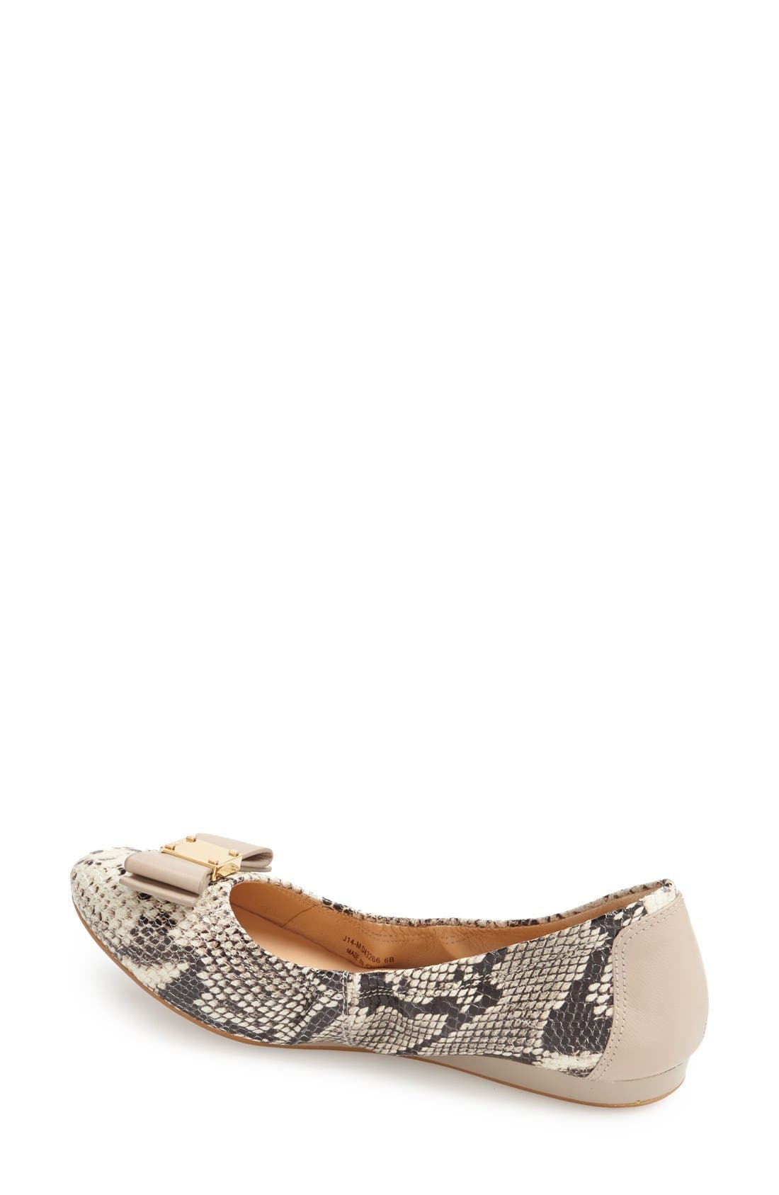 'Tali' Bow Ballet Flat, Alternate, color, NATURAL ROCCIA SNAKE PRINT
