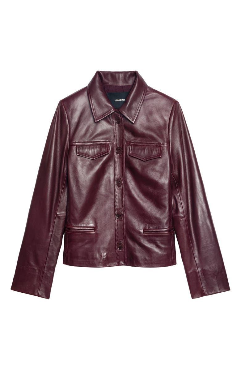 Zadig & Voltaire Liam Leather Jacket, Alternate, color, Burgundy
