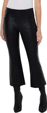 Liverpool Stella Crackle Coated Kick Flare Ponte Crop Pants