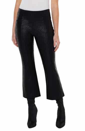 Liverpool Stella Crackle Coated Kick Flare Ponte Crop Pants