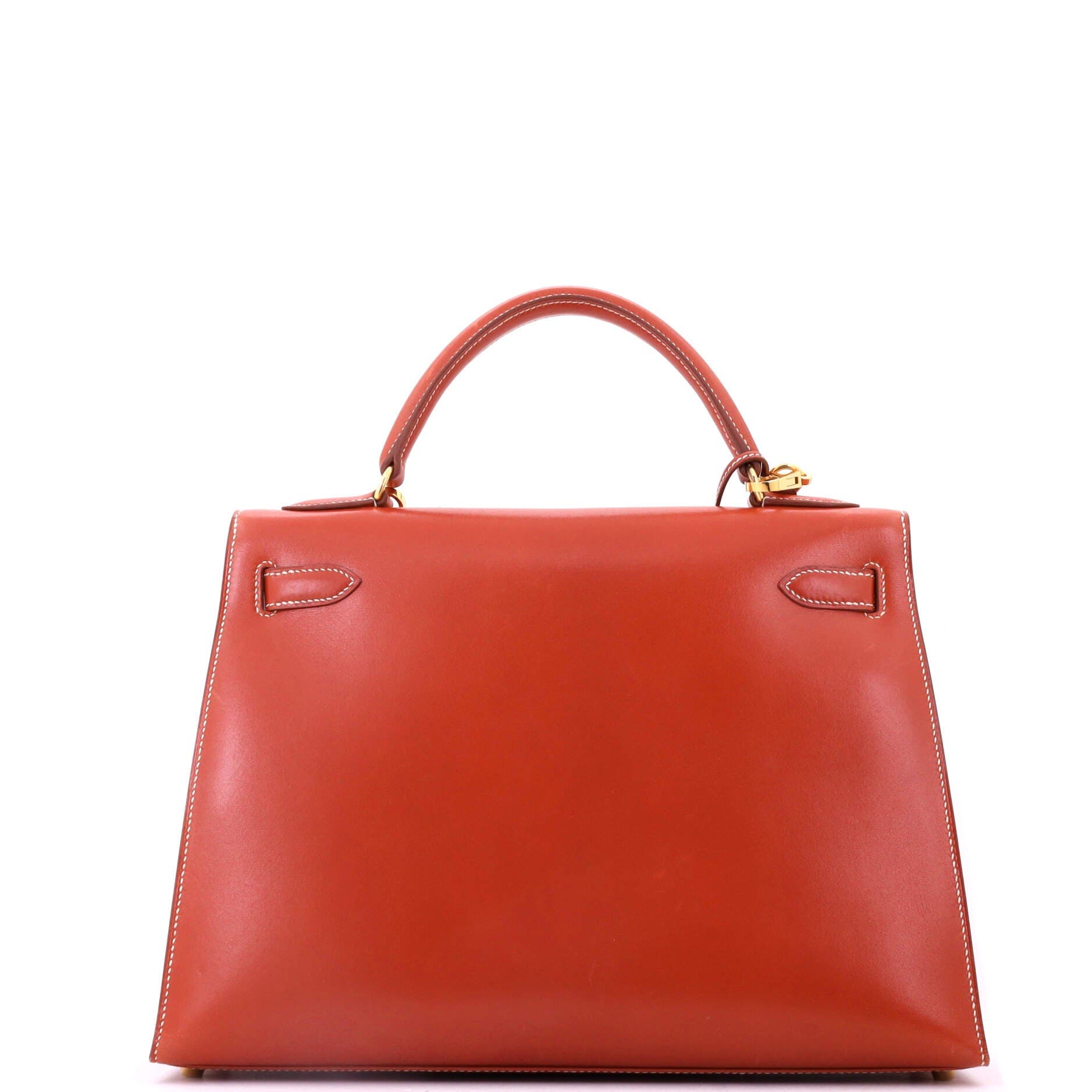 Kelly Handbag Orange Box Calf with Gold Hardware 32, Alternate, color, Brique