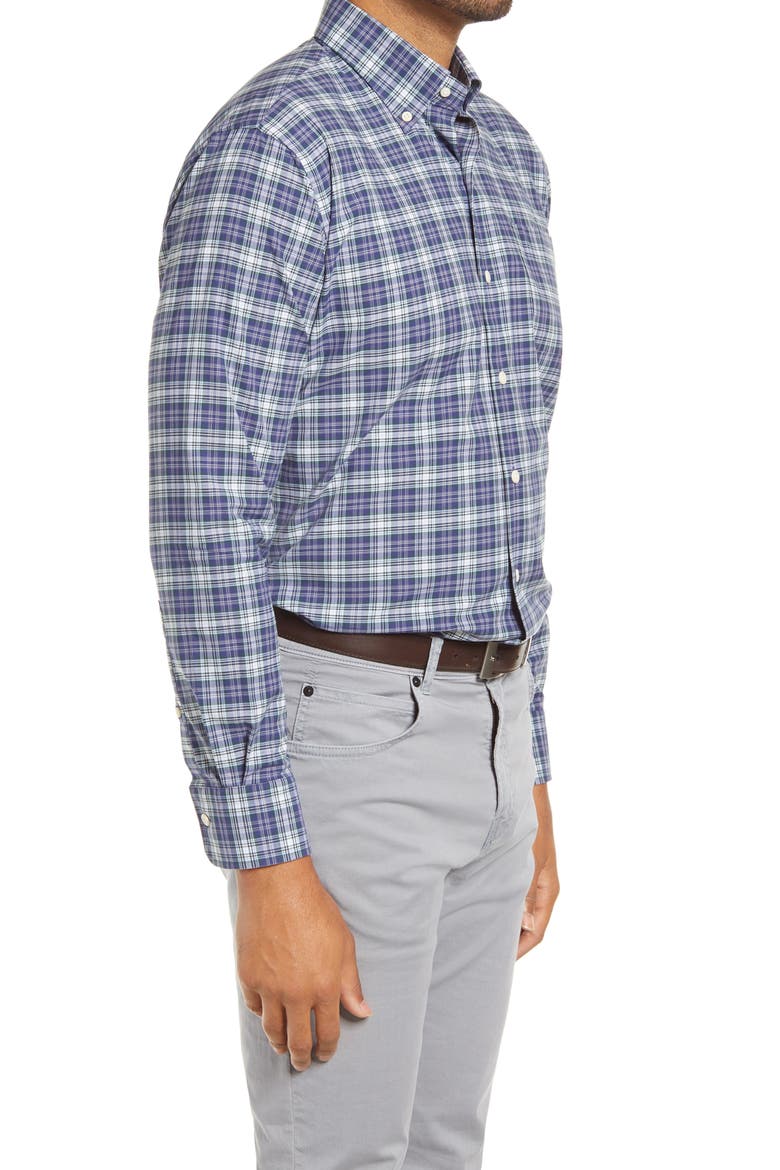 Robertson Crown Finish Plaid Button-Down Shirt, Alternate, color, NAVY