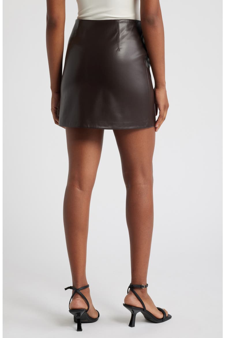 Faux Leather Miniskirt, Alternate, color, DARK CHOCOLATE