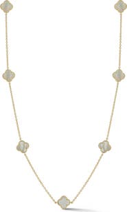 CHLOE AND MADISON Mother-of-Pearl Clover Station Necklace