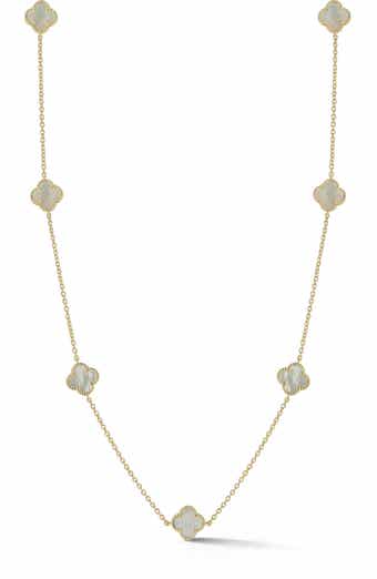 CHLOE AND MADISON Mother-of-Pearl Clover Station Necklace