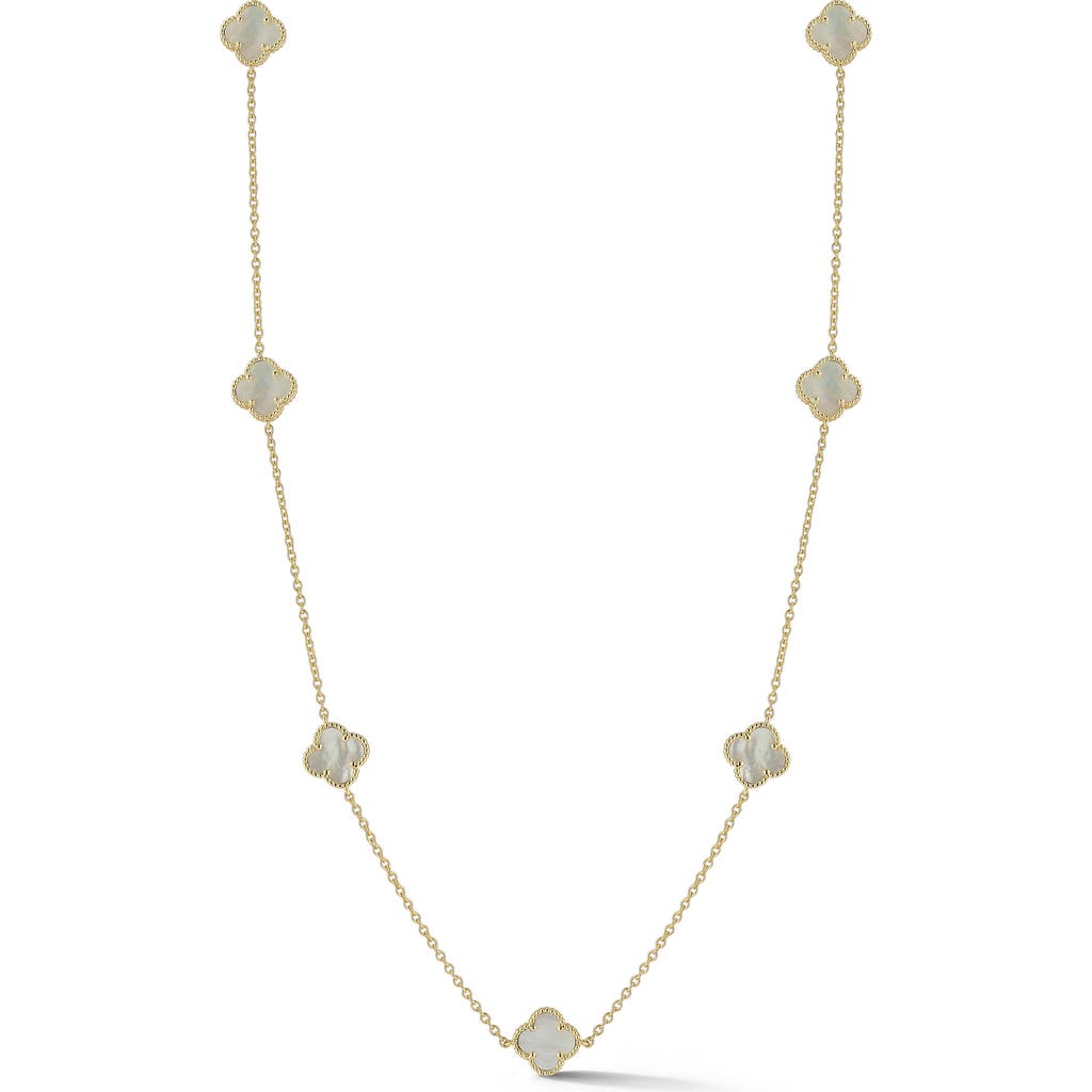 Chloe & Madison Chloe And Madison Mother-of-pearl Clover Station Necklace In Gold