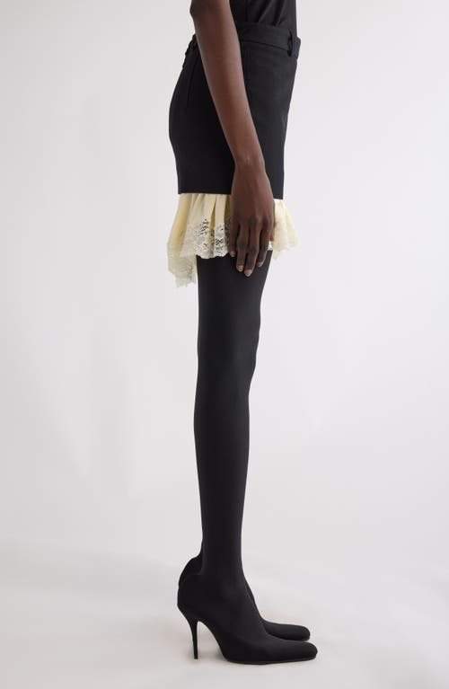 Balenciaga Lingerie Lace Wool Barathea Miniskirt In Black