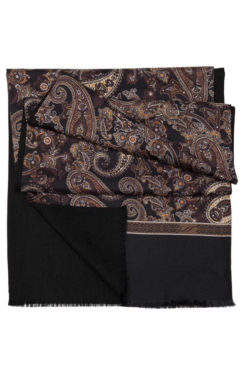 Elizabetta Venezia - Wool Backed Silk Scarf for Men, Main, color, Black And Brown