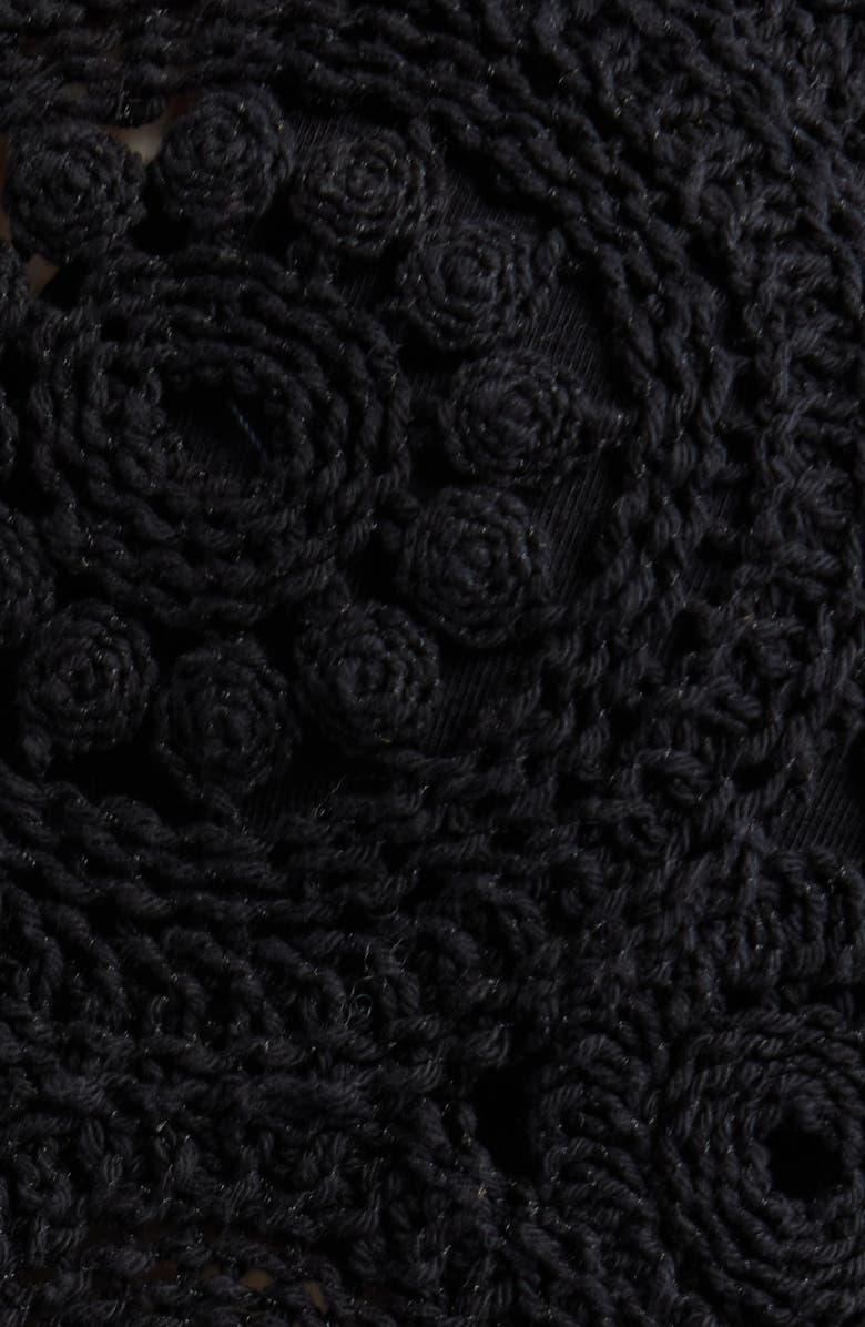 FRAME The Crochet Cotton Button-Up Cardigan, Alternate, color, Black