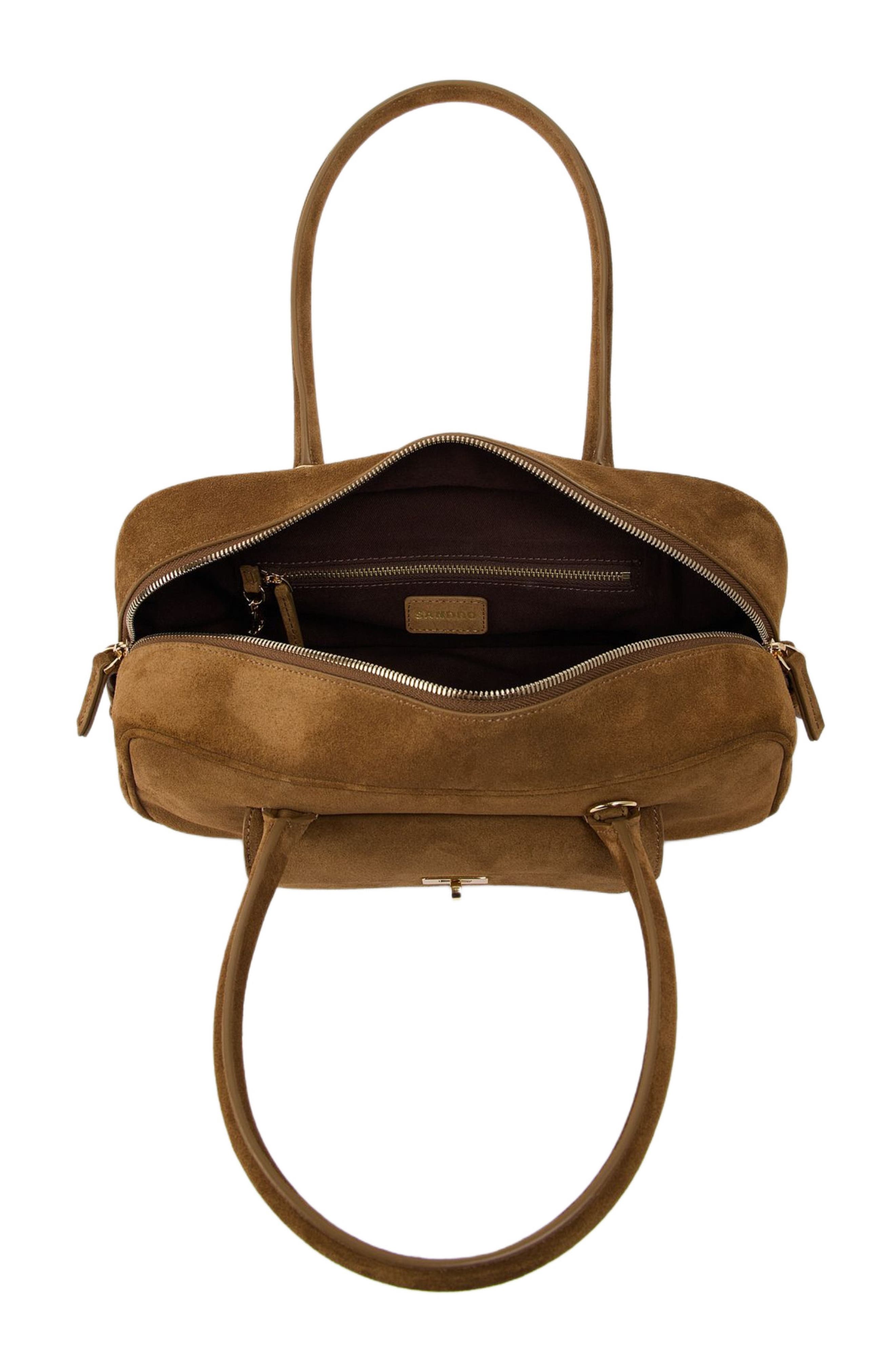 EZMEHRALDA suede bag, Alternate, color, Beige