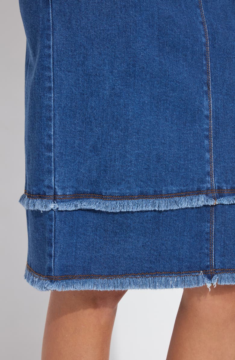 Lysse Evelina Fringe Denim Midi Skirt, Alternate, color, 